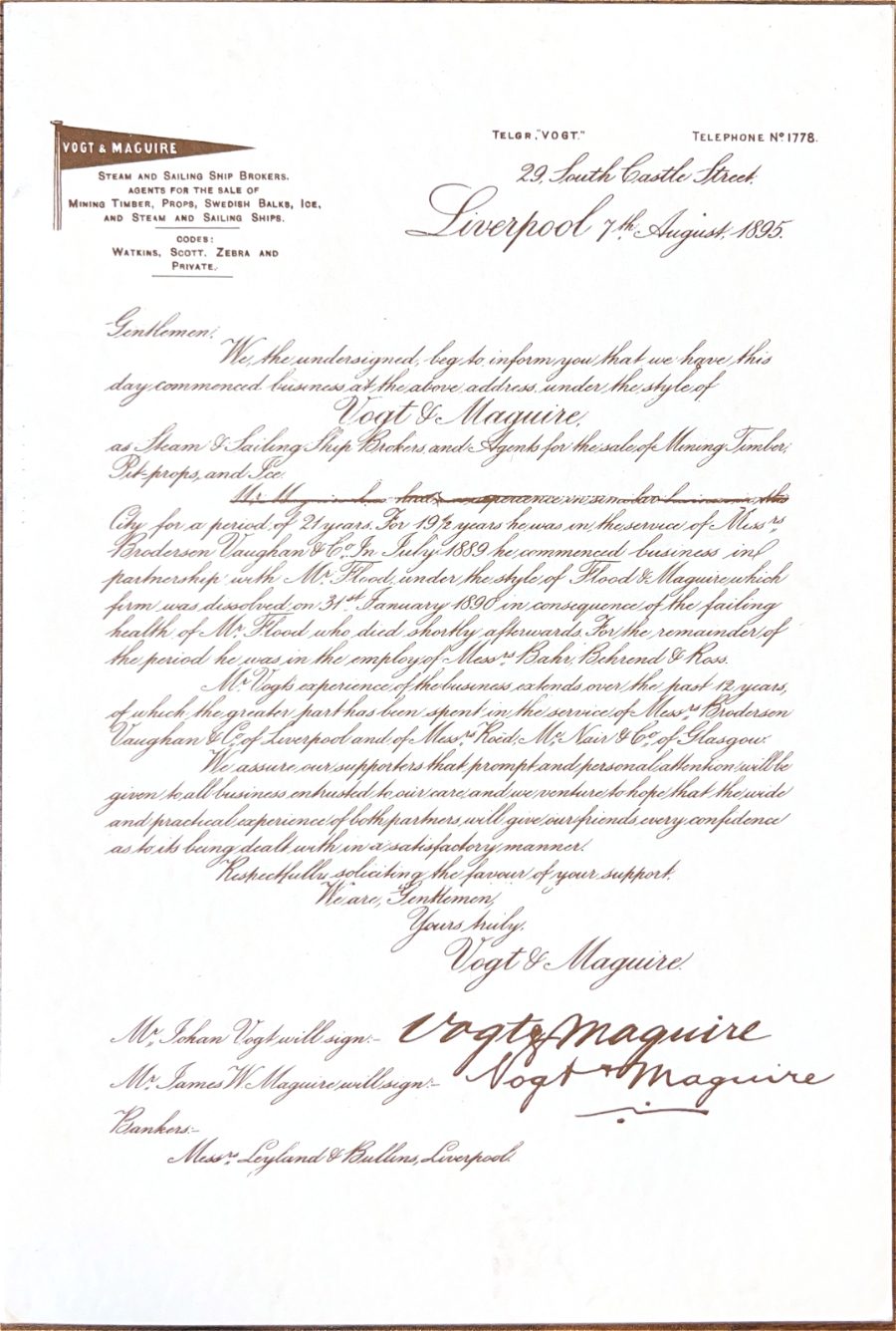 Founding letter, 1895